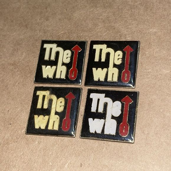 Vintage The Who Enamel Pin Band Music Logo Hat Pin Lapel Bundle Set Lot x4 - Picture 3 of 5